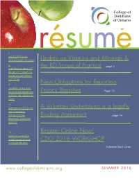 Update on Vitamins and Minerals & the RD Scope of Practice Page 4