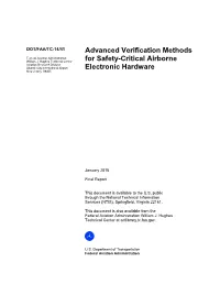 Advanced Verification Methods for Safety-Critical Airborne Electronic Hardward
