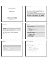 Introduction to Logic