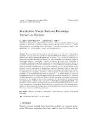 Shareholders Should Welcome Knowledge Workers As Directors