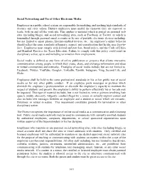 Social Networking and Use of Other Electronic Media Employees In