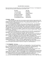 2018 Nomination Slate of ASFA Officers and Bios
