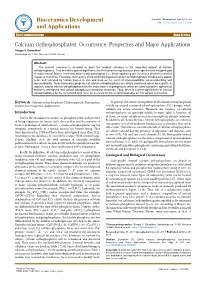 Calcium Orthophosphates: Occurrence, Properties and Major Applications Sergey V