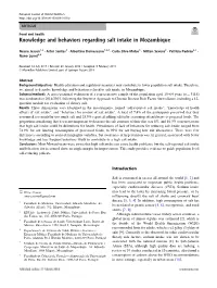Knowledge and Behaviors Regarding Salt Intake in Mozambique