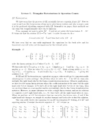 Lecture 5 - Triangular Factorizations & Operation Counts