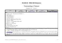 Terminology Chinese Termini Directory – Version 3.5