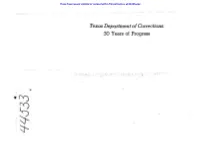 Texas Department of Corrections: 30 Years of Progress