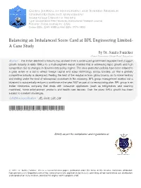 Balancing an Imbalanced Score Card at BPL Engineering Limited-A Case Study