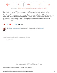 Don't Move Your Windows User Profiles Folder to Another Drive | Zdnet