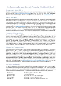 I'm Considering Computer Science & Philosophy: What Should I Read?