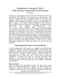 John Gill and Justification from Eternity” Peter Ditzel