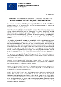 (Php 1.8BILLION) for HEALTH SECTOR REFORM EURO