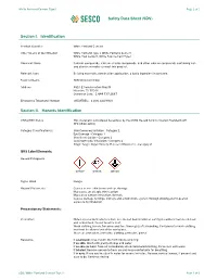 Safety Data Sheet (SDS) Section I. Identification Section II. Hazards
