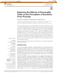 Exploring the Effects of Personality Traits on the Perception of Emotions from Prosody