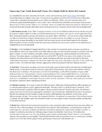 Improving Your Youth Basketball Team: Five Simple Skills by Brian Mccormick
