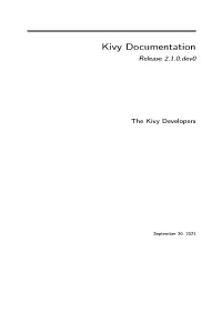 Kivy Documentation Release 2.1.0.Dev0