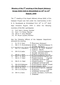 Minutes of the 7Th Meeting of the Expert Advisory Group (EAG) Held at Ahmedabad on 10Th to 13Th August, 2009