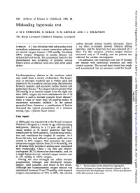 Misleading Hyperoxia Test