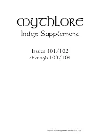 Mythlore Index Supplement Issue 101/102 Z 1