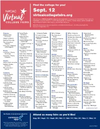 Sept. 12 Virtualcollegefairs.Org