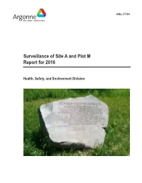 Surveillance of Site a and Plot M Report for 2016