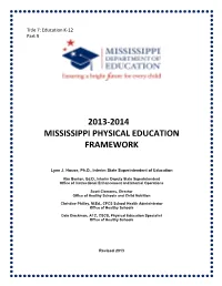2013-2014 Mississippi Physical Education Framework