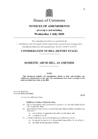 AMENDMENTS Given up to and Including Wednesday 1 July 2020