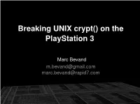 Breaking UNIX Crypt() on the Playstation 3