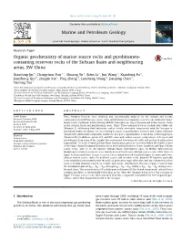Organic Geochemistry of Marine Source Rocks and Pyrobitumen- Containing Reservoir Rocks of the Sichuan Basin and Neighbouring Areas, SW China