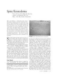 Spiny Keratoderma Thomas N