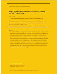 Stage 1.X — Meta-Design with Machine Learning Is Coming, and That’S a Good Thing