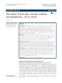 The Future of East Asia: Concept, Method and Perspective – EU As Mirror Shuifa Han