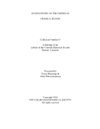 An Inventory of the Papers Of