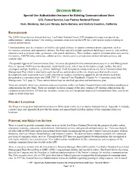 DECISION MEMO Special Use Authorization Issuance for Existing Communications Uses U.S