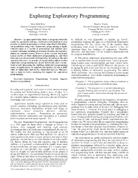 Exploring Exploratory Programming