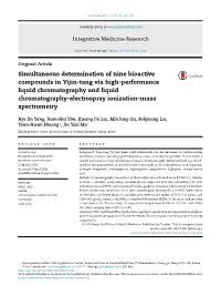 Simultaneous Determination of Nine Bioactive Compounds in Yijin-Tang