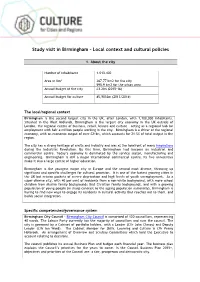 Study Visit in Birmingham – Local Context and Cultural Policies