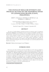 The Status of Mollusk Diversity and Physical Setting of the Mangrove Zones in Catanduanes Island, Luzon, Philippines