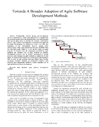 Towards a Broader Adoption of Agile Software Development Methods