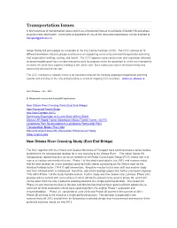 Transportation Issues a Brief Overview of Transportation Issues Which Are of Potential Interest to Residents of Sandy Hill and Where to Go for More Information