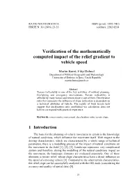 Verification of the Mathematically Computed Impact of the Relief Gradient to Vehicle Speed