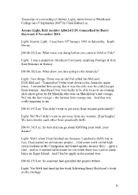 1 Transcript of a Recording of Jeremy Light, Interviewed at Peterhouse