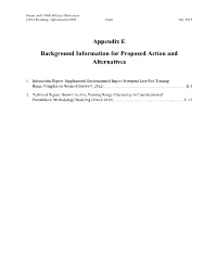 Appendix E. Background Information for Proposed Action