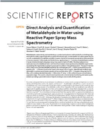 Direct Analysis and Quantification of Metaldehyde In