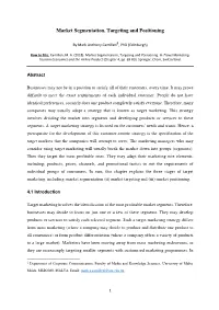 Market Segmentation, Targeting and Positioning