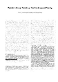 Polystore Query Rewriting: the Challenges of Variety