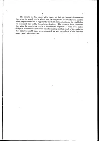 The Results in This Paper with Respect to Fish Production Demonstrate That