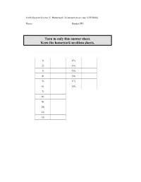 Turn in Only This Answer Sheet. Keep the Homework Problem Sheets