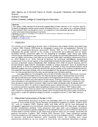 User Agency As a Feminist Frame in Human Computer Interaction and Information Science Andrea R
