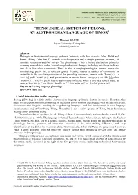 Phonological Sketch of Helong, an Austronesian Language of Timor1